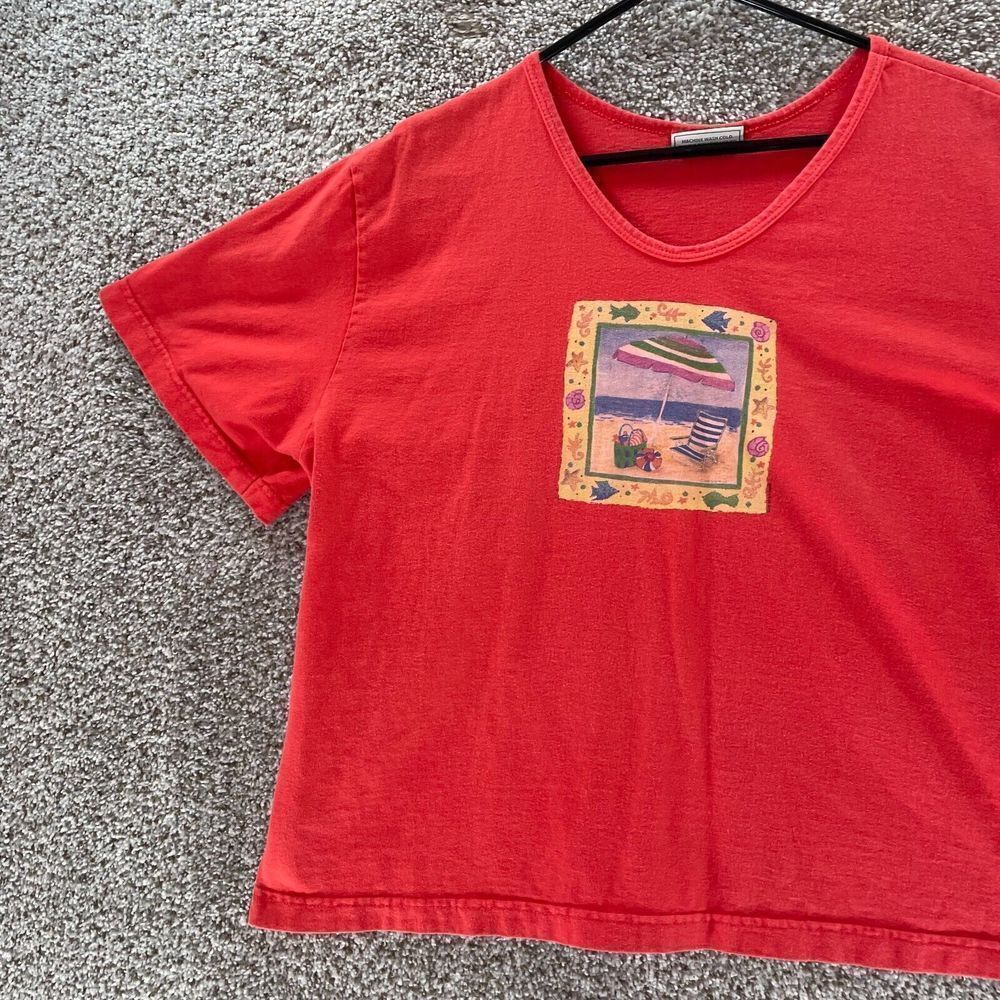 Vintage Soft As A Grape Shirt Womens Extra Large Pink Beach Chair Logo USA Made - Picture 5 of 10